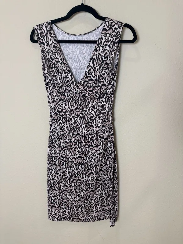 Diane Von Furstenberg DVF Jolene Leopard Bark Small Silk Jersey Dress Size Small - Image 2