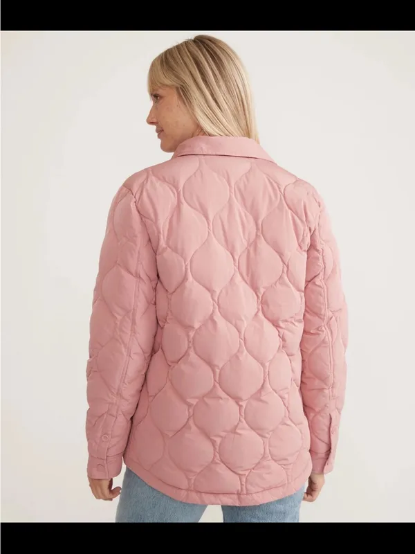 Marine Layer Leslie Puffer Down Quilted Overshirt Jacket Pink Mauve Size S - Image 3