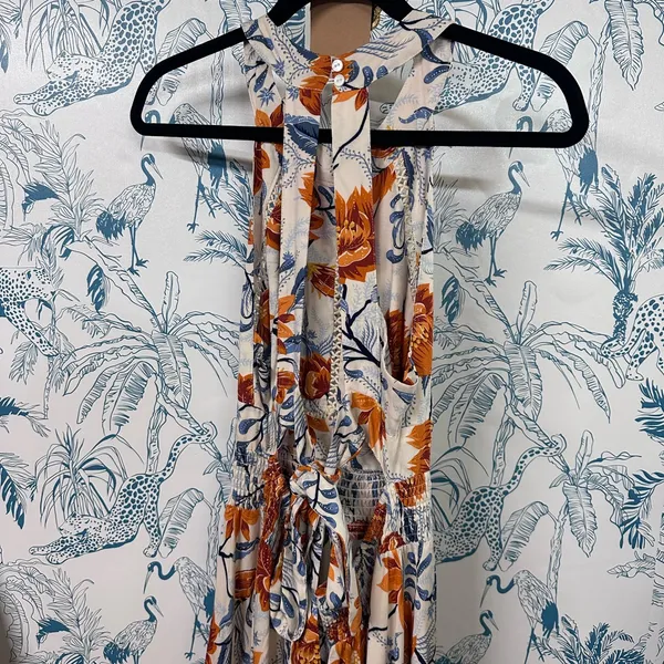 Abel the label Elegant Floral Maxi Dress in Orange and Blue - Image 2