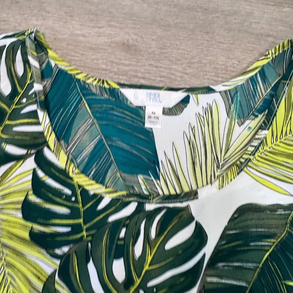 Time and Tru Womens Tropical Palm Leaves Sleeveless‎ Tank Top Green White Medium - Image 4