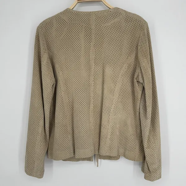 Vintage Belle Sport Pig Suede‎ Leather Jacket Large Tan Perforated Boho Layering - Image 5