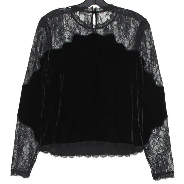 Joie Top Velvet Lace Whimsigoth Witchy Coquette Romantic Victorian Black Small - Image 2