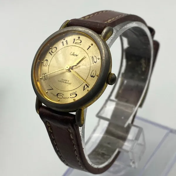 Elegant Collezio Ladies Quartz Watch - Gold Dial & Brown Leather Strap - Image 3