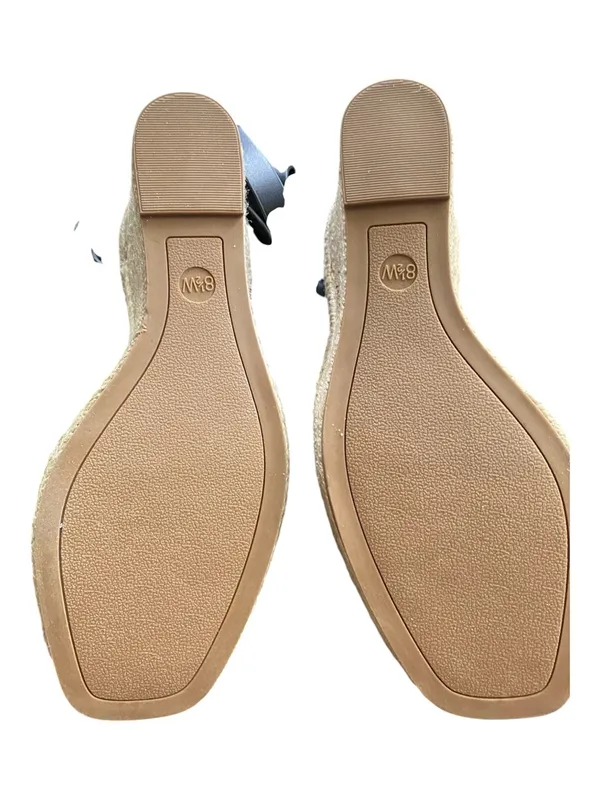 A New Day Black Espadrille Wedge Sandals 8.5W Wide Width Coastal Ankle Strap - Image 4