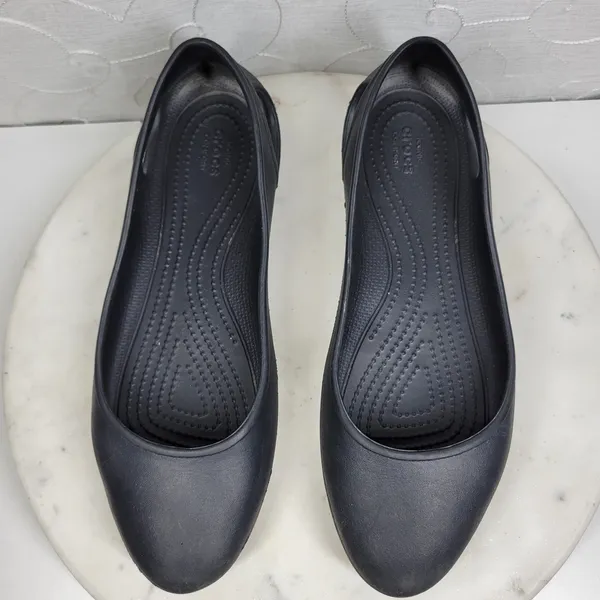 Crocs Laura Ballerina Ballet Flats Womens 10 Black Slip On Comfort Lightweight - Image 2
