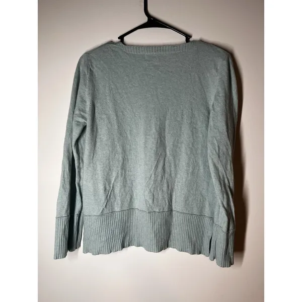 Bianco & Blu‎ Lgt Blue sweater ribbed hemline & side slits Medium Cottage Costal - Image 3