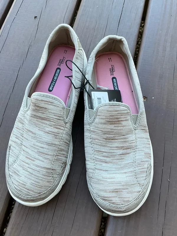 Memory Foam Slip-On Sneakers in Beige - Women's Casual Comfort - Image 7