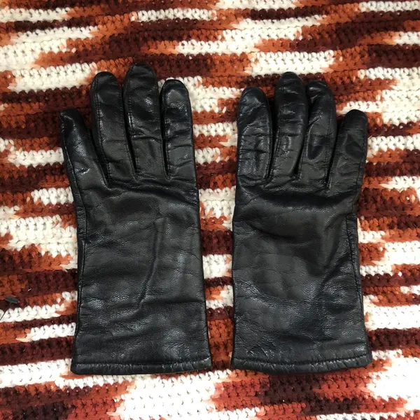 Vintage 90s Fownes Leather Driving Biker Gothic Grunge Gloves Winter Fashion - Image 2