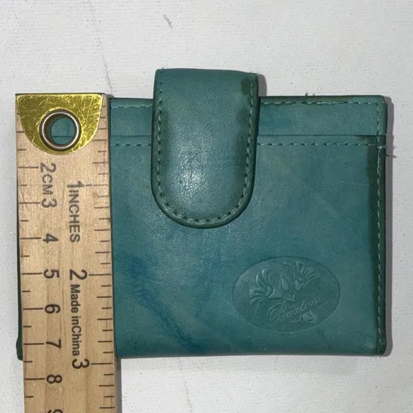 Buxton‎ Top Grain Cowhide Leather Minimalist Designer Turquoise Folding Wallet - Image 10