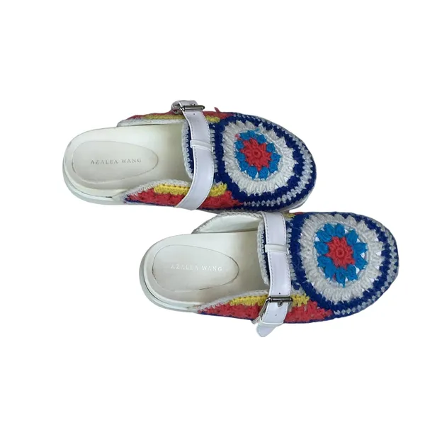 Azalea Wang Murphey‎ White Multi Crochet Granny Square Platform Mules Clogs 7 - Image 6