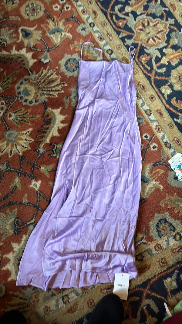 SheIn Lavendar Silky Slip Dress - Image 3