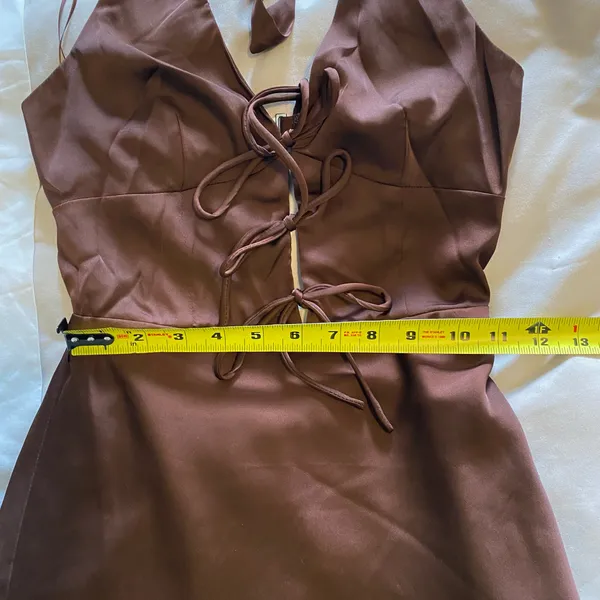 NEW Windsor Laced Up Luxe Satin Halter Mini Dress - Image 9