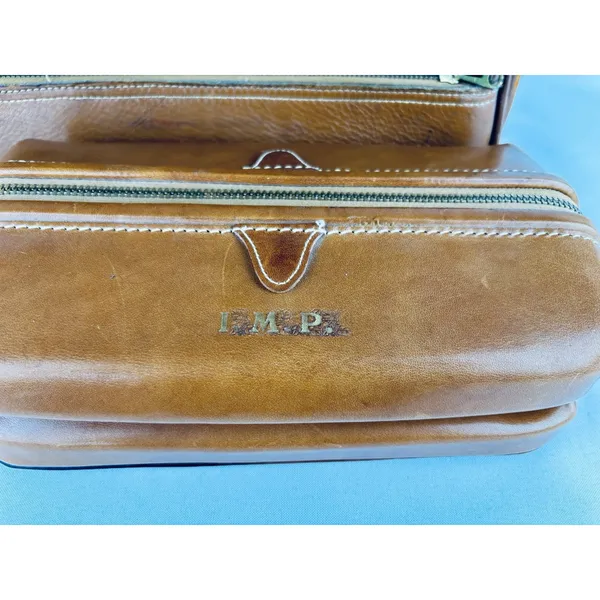 Vintage Top Grain Cowhide Leather Travel Bag Bag + Dopp Kit Leather Toiletry - Image 2