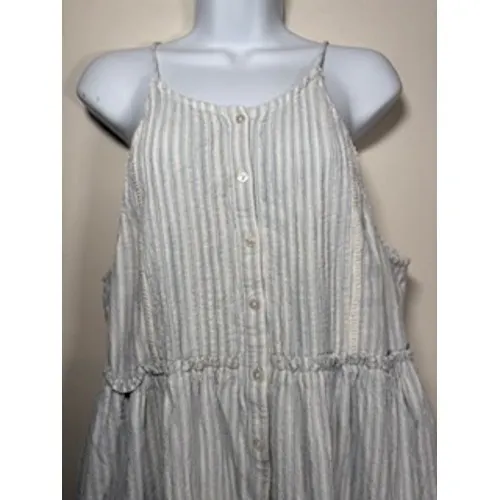 FREE PEOPLE Desert Days Stripped‎ Mini Dress Med Blue Boho Coastal Cottagecore - Image 4