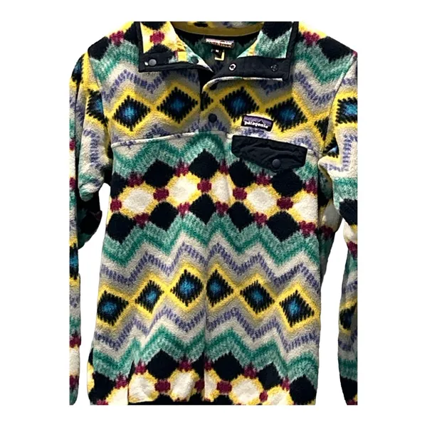 Patagonia Jacket Womens XS Synchilla Snap T Fleece Pullover Aztec Tribal‎ - Image 2