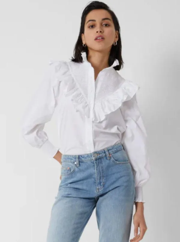 NWT French Connection Organic Cotton Rhodes Poplin Smock Top Blouse - Image 2