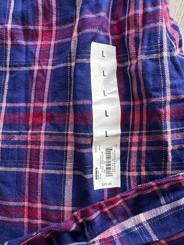 Croft & Barrow Henley Top & Rayon Pajama Bottom Set Dina Plaid Large NWT - Image 7