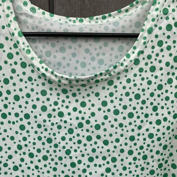 Vintage Sleeveless Polyester Polka‎ Dot Top Green - Image 2