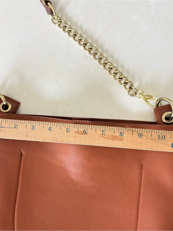 Anthropologie Brown Hobo Bag Triple 7 Modern Moon Shoulder Crossbody Bag Tote - Image 10