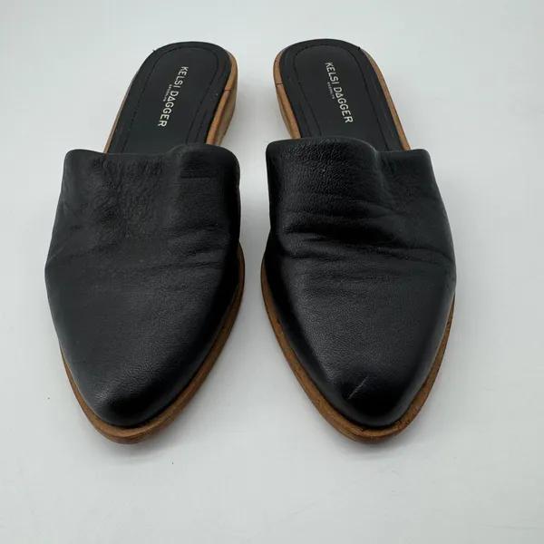 Kelsi Dagger Brooklyn Leather Low Mules 7.5 Black Pointed Toe Witch Slip On‎ - Image 2