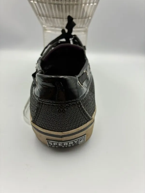 Sperry Womens Black Patent Sequined Boat Shoes Size 9M Stylish Casual Slip Ons - Image 6