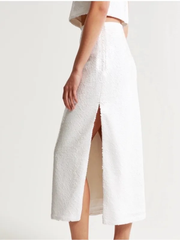 Abercrombie & Fitch White Sequin Side Slit Pencil Skirt XXS Petite NWT cocktail - Image 2