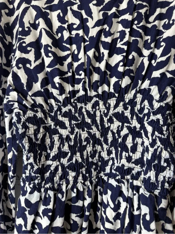 Maeve by Anthropologie Women’s Navy and White Patterned Button-Front Top - Image 9