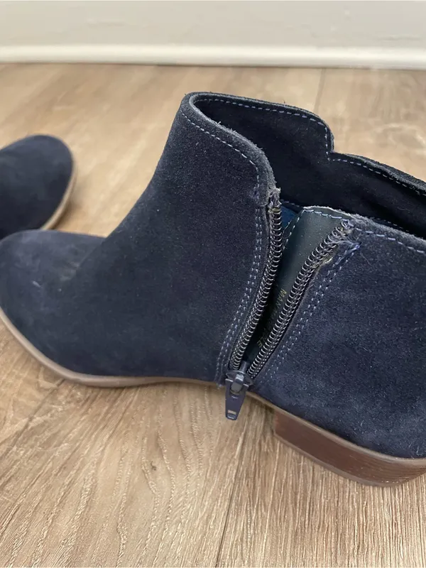 Diba Leather Suede Booties Size 7.5 Navy Blue Ankle Boots Side Zip Boho Western - Image 10