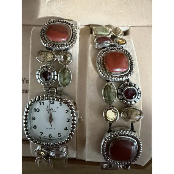 Vivian Woman's Watch & Matching Bracelet With Stone Gem Accents‎ New In Box READ - Image 4