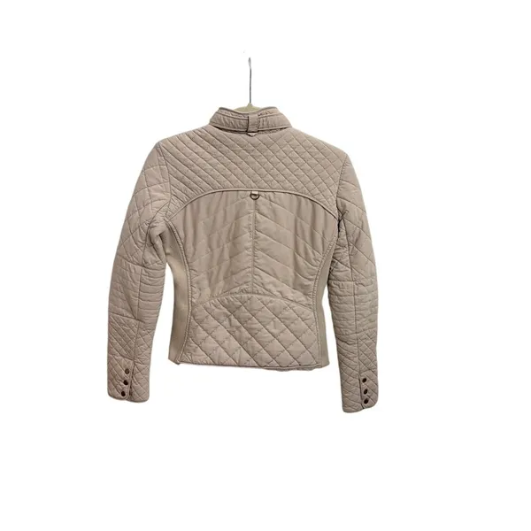 Cremieux Beige Diamond Quilted Gold Zip Up Lightweight Puffer Women's Size XS - Image 2