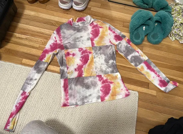 Long Sleeve Mesh Tie Dye Top Multiple Size M - Image 2