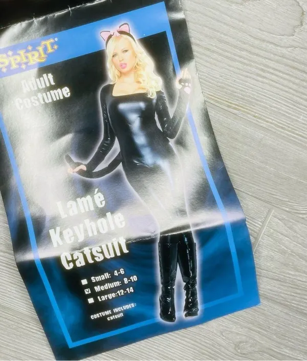 Leg Avenue medium black slick cat suit once piece outfit costume Halloween - Image 4