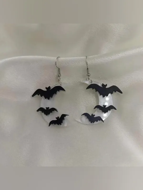 Crescent Moon Bat Acrylic Dangle Earrings Gothic Women Fashion Jewelry - Image 4