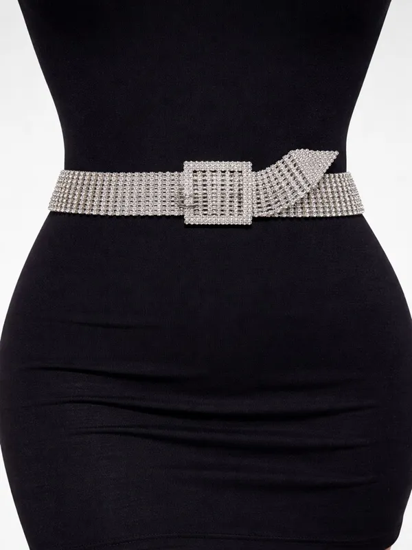 Guess Silver Crystal Rhinestone Waist Belt - Image 4