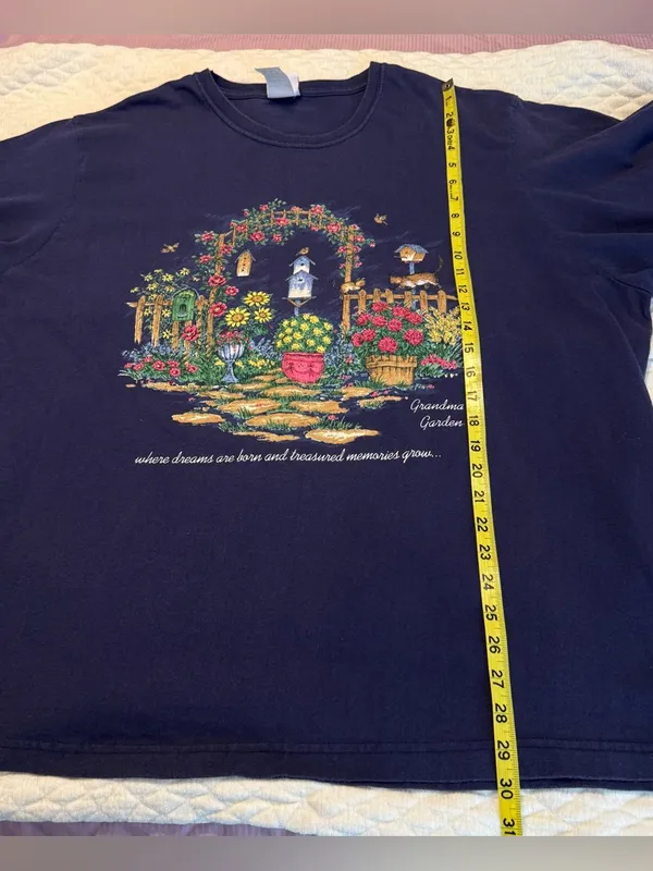 Vintage Bobbie Brooks Woman T Shirt Grandma’s Garden Plus Size 26/28 Cats Birds - Image 8