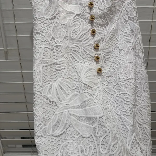 Lilly Pulitzer Alexa Lace Seashell Beach Bridal Shift Dress Sz 2 White Buttons - Image 3