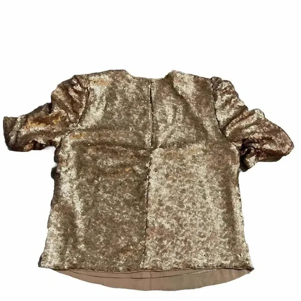 Abercrombie Classic Party Top Sequin Bling Y2K Ruched Sleeve Button‎ Back XS - Image 2
