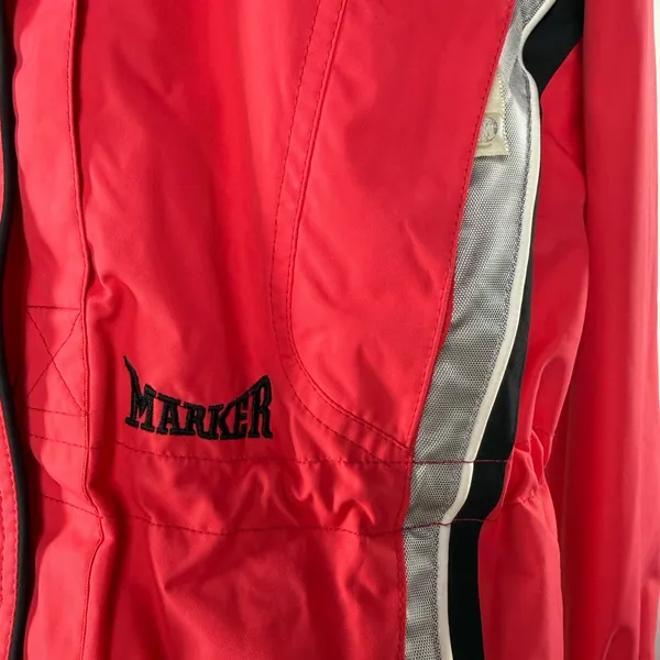 Marker Zip Up Hidden Hood Snowboarding Jacket‎ in Bright Red Size 8 - Image 2