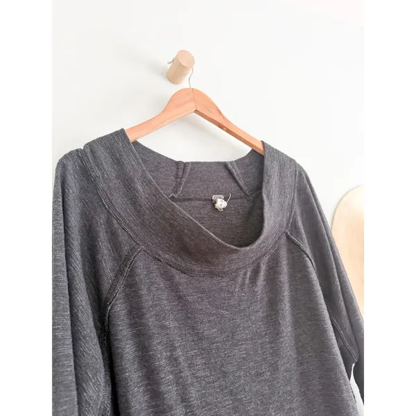 Free People | Palisades Off Shoulder Cowl Neck Slouchy Top Gray | Sz M - Image 5