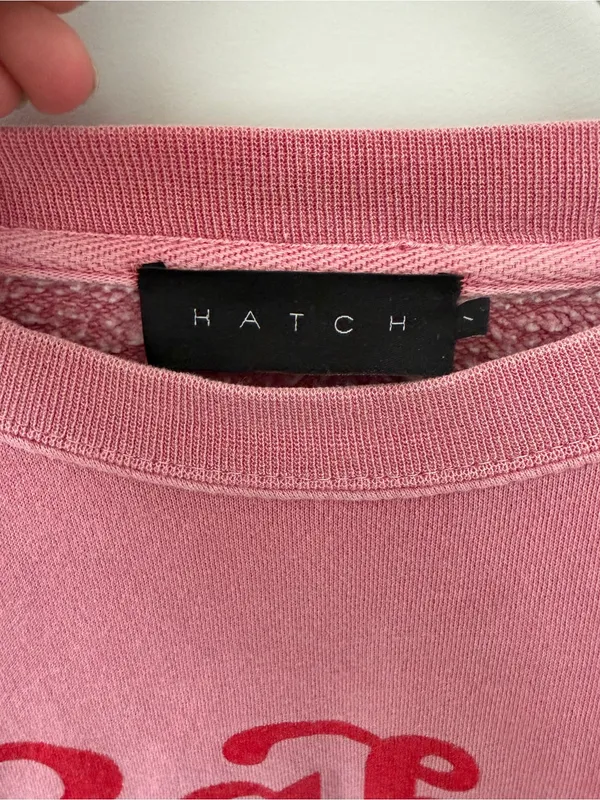 HATCH Pink Crewneck Pullover ‘Babe’ Sweatshirt Maternity Boho Casual 1/ Small - Image 4