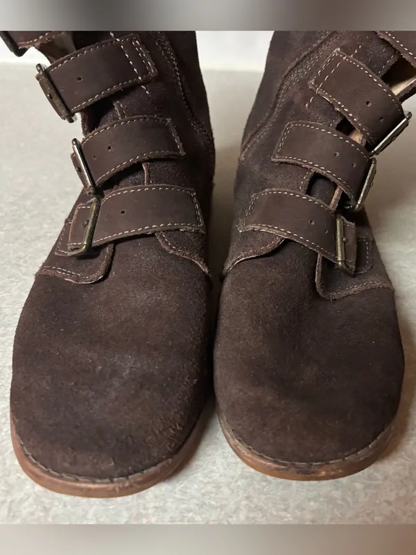 Olukai Elima Brown Leather Buckle Outdoor Preppy Fisherman Side Zip Boots 6 - Image 5