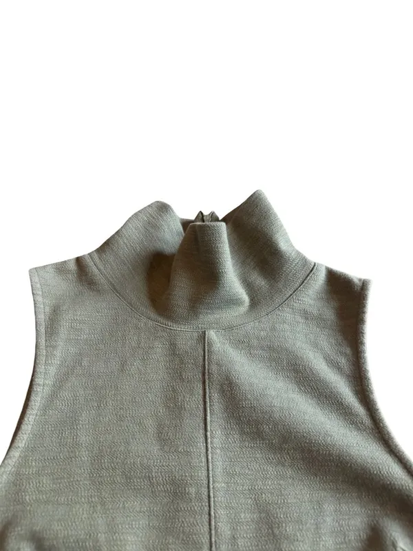 Free People Olive Green Mock Neck Sheath Dress Sleeveless Stretch Size Small - Image 2