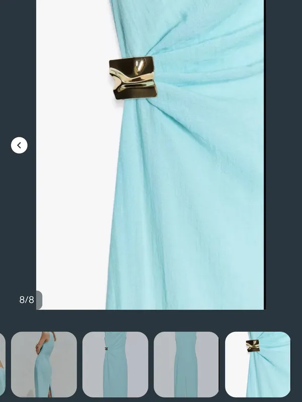 Zara Light Aqua Sheath Dress with Side Drape - Image 7