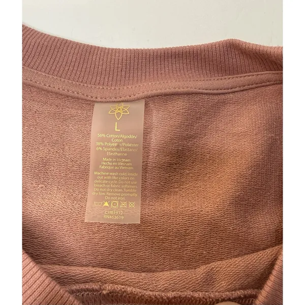 Harmony Balance‎ Organic Cotton Mauve Cropped Sweater Womens Size L Gym Yoga New - Image 7