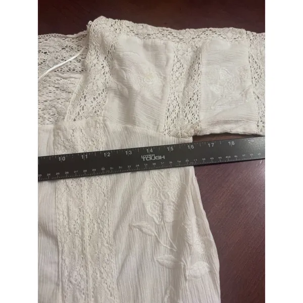 ZARA LONG DRESS SQUARE NECK GAUZE EMBROIDERED LACE Dress SZ XS - Image 14