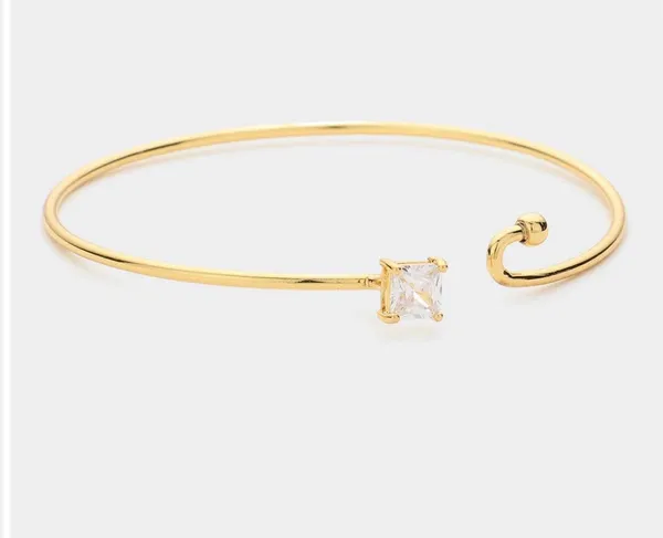 Asscher Crystal Hook Accented Bracelet Gold - Image 2