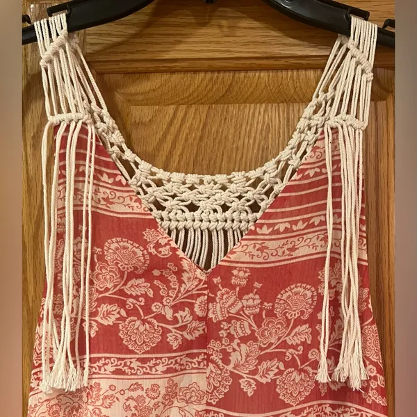 ZARA Macrame Bohemian Festival Lightweight Lined‎ Maxi Dress Size Medium / Large - Image 15