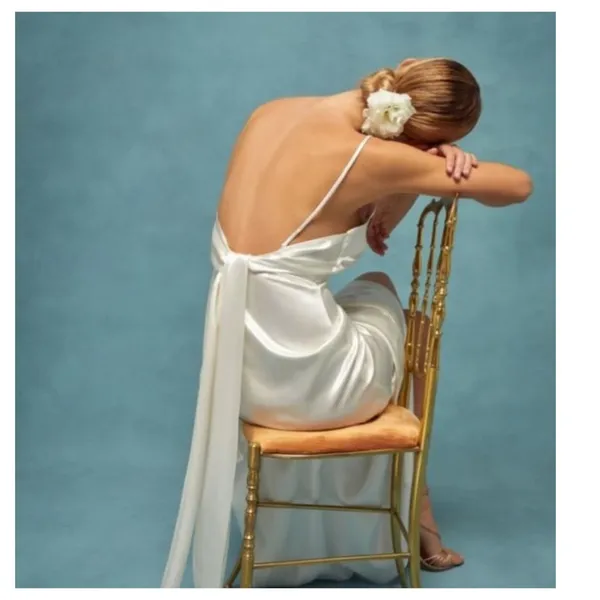 Reformation Sauvignon Silk Dress in Ivory Size 10 - Image 13