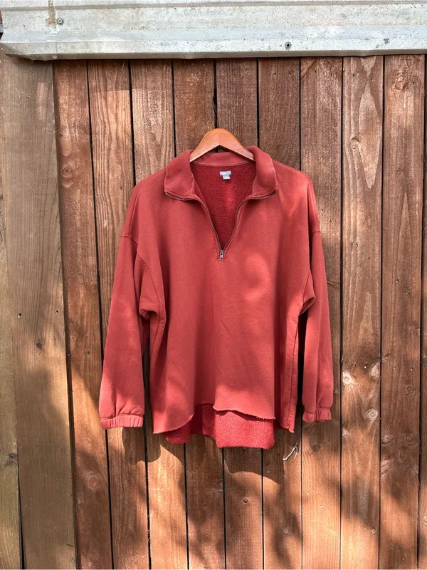 Aerie Burnt Orange Terracotta Raw Hem Zipper Sweatshirt - Image 2
