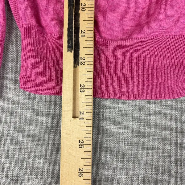 Ralph Lauren Golf Cardigan Sweater Womens‎ M Pink Silk Cashmere V Neck Pockets - Image 7